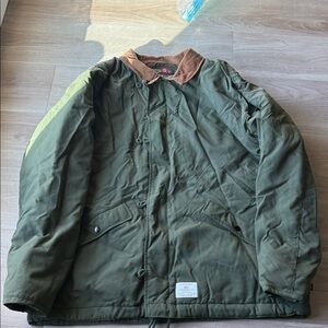 Alpha Industries Olive Jacket with Brown Collar